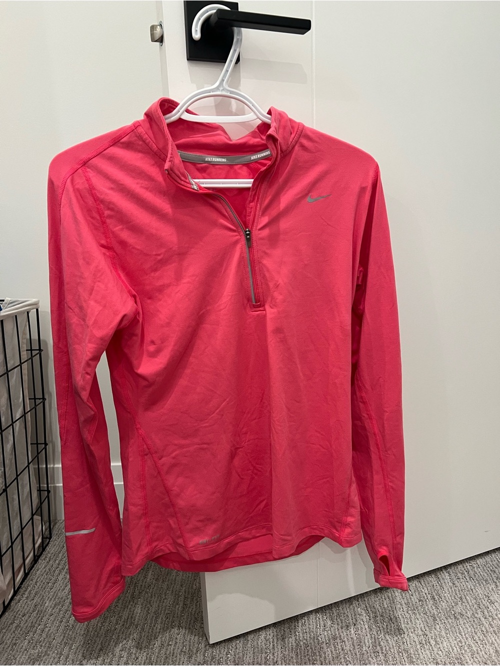 Nike Women's Hot Pink Quarter-Zip Long Sleeve Running Top